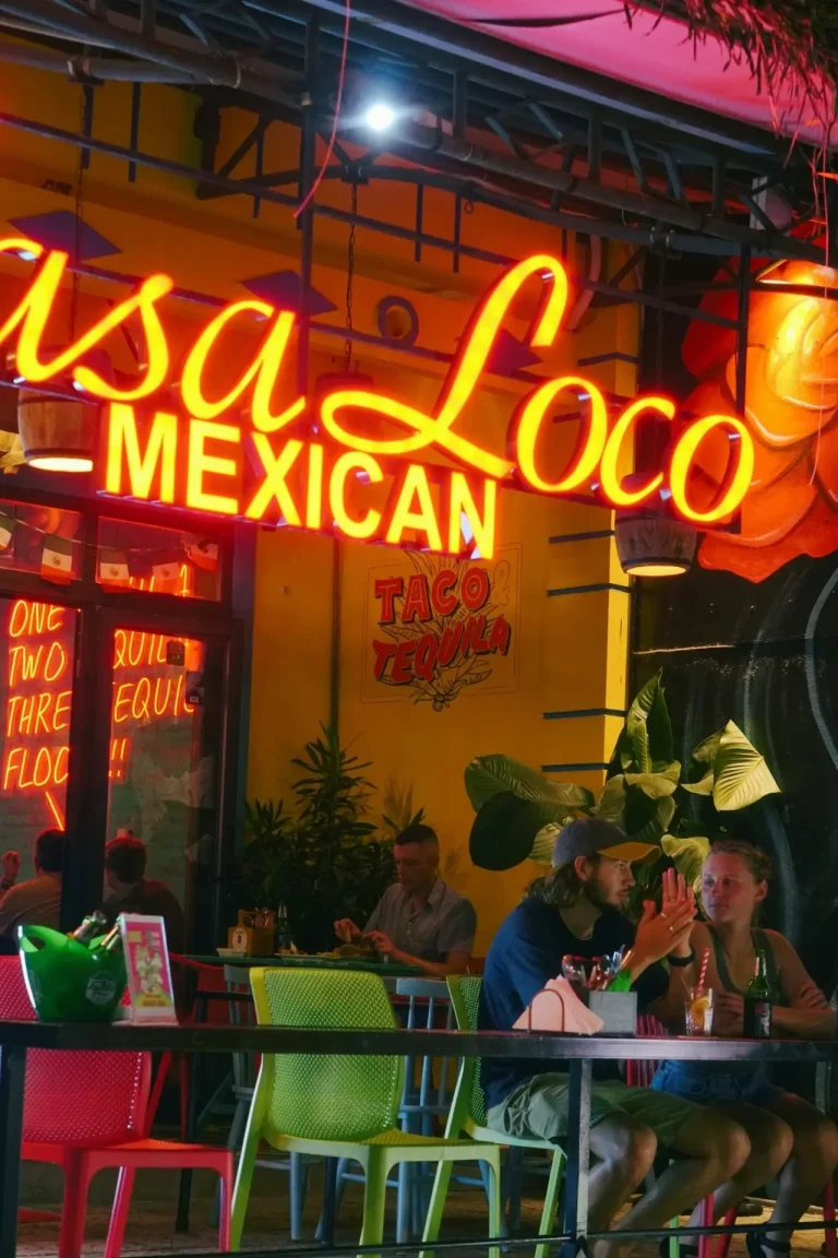 The open-air, beachside seating at Casa Loco An Bang.