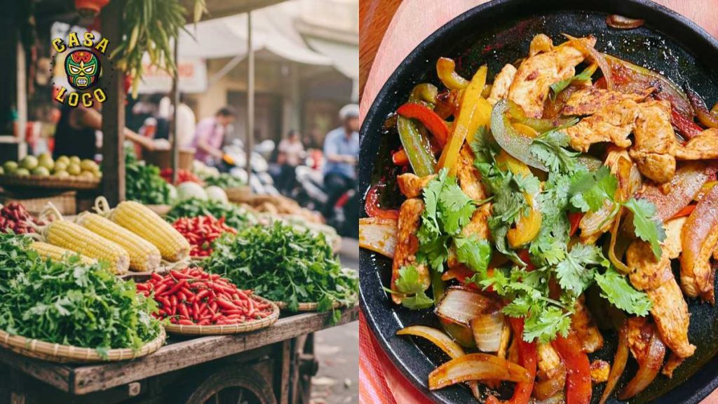 Fresh ingredients like cilantro and chilies that grow in both Vietnam and Mexico.