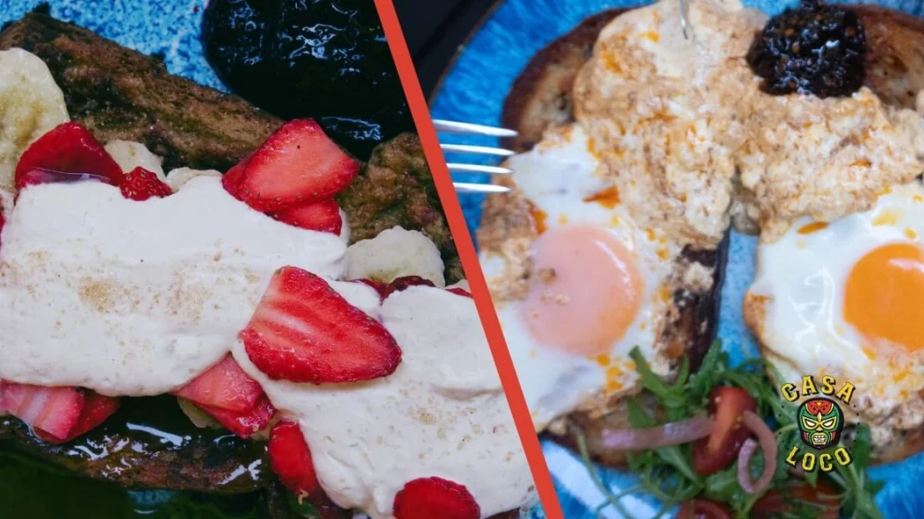 The Mexican brunch menu at Casa Loco, featuring Torta de Birria and Horchata French Toast.