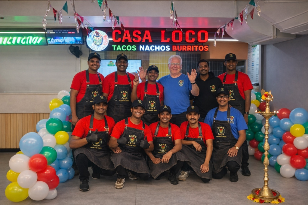 Modern and stylish interior of the new Casa Loco Mexican Restaurant in an emerging Indian city.