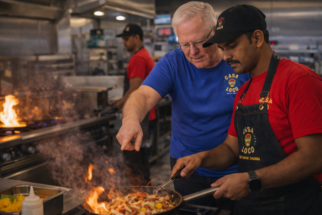 Casa Loco Vietnam Head Chef conducting on-site training for the new India franchise team